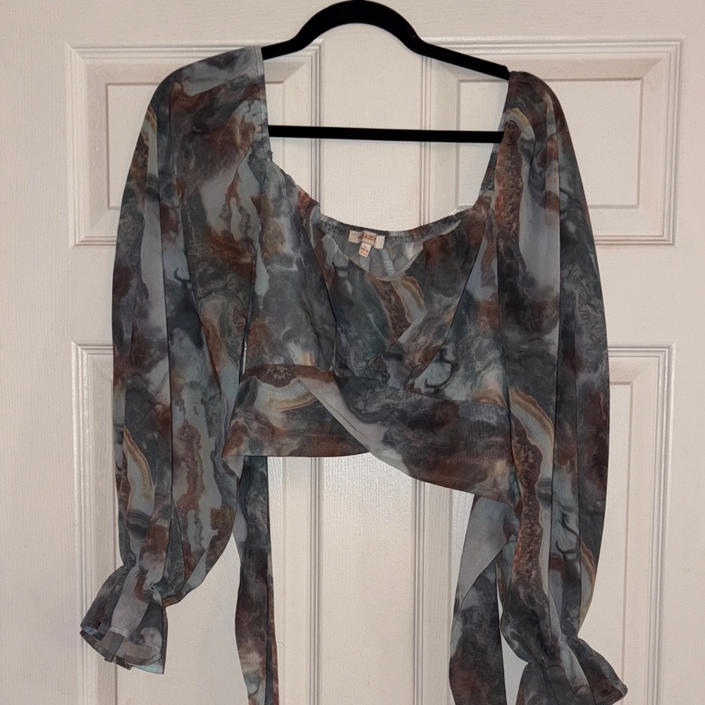 Chic Marble Print Women's Blouse